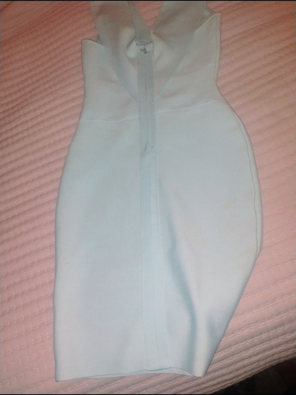 Sleek Baby Blue Bodycon Dress - Halter Neck